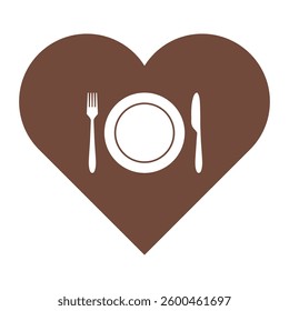 Cutlery and heart on white