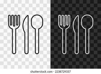 Cutlery, high quality vector editable line icon. Cutlery outline icon isolated on dark and light transparent backgrounds for UI design.