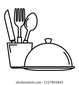 cutlery holder with tray