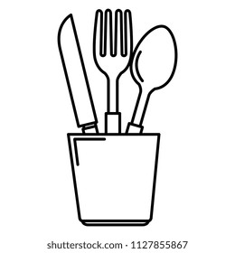 cutlery holder with utensils