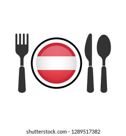 cutlery icon and austria flag.austria cuisine