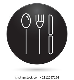 cutlery icon, black circle button, vector illustration.