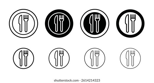 Cutlery icon Black and white outline vector