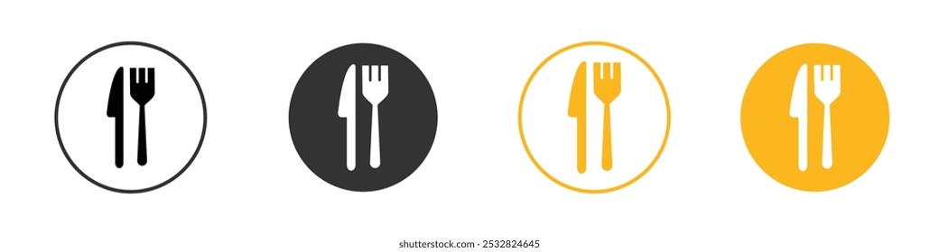 Icono de cubiertos signo de contorno de Vector blanco y negro