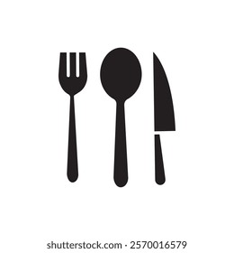 Cutlery icon black and white vector outline sign