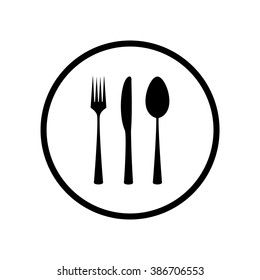 Cutlery icon in circle . Vector illustration