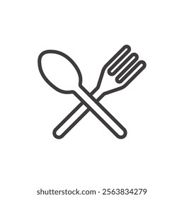 Cutlery Icon Depicting Fork and Spoon in Black and White