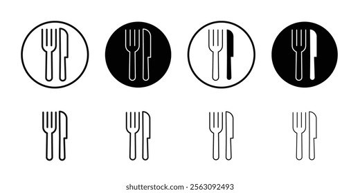 Cutlery icon Flat outline fill set collection