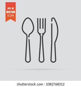 Cutlery icon in flat style isolated on grey background. For your design, logo. Vector illustration.