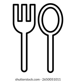 ícone de talheres plano fino esboço arte logotipo
