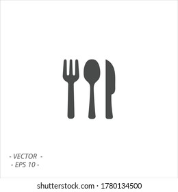 Cutlery icon. Flat vector illustration. Restaurant equipment icon. 