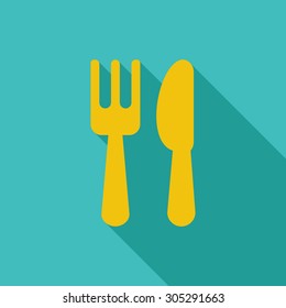 Cutlery icon. Flat vector related icon with long shadow for web and mobile applications. It can be used as - logo, pictogram, icon, infographic element. Vector Illustration.