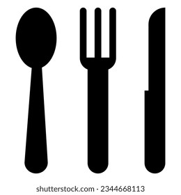 Cutlery icon. Fork, knife, spoon icon. Simple icon vector design.