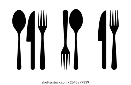 Cutlery icon. Fork, knife, spoon icon. Simple icon vector design. Flat style.