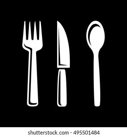 cutlery icon - fork, knife and spoon set