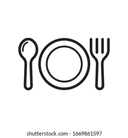 cutlery icon, fork plate and knife icon vector logo template, restaurant icon