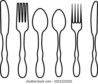 Cutlery Icon, Fork, Spoon And Knife Vector Art Illustration