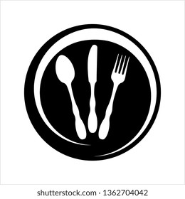 Cutlery Icon, Fork, Spoon And Knife Vector Art Illustration
