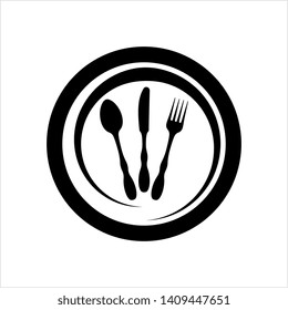 Cutlery Icon, Fork, Spoon And Knife Vector Art Illustration