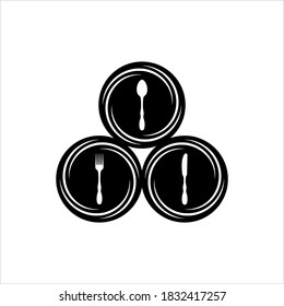 Icono De Cubertería, Horquilla, Cuchara Y Knife Ilustración De Arte Vector
