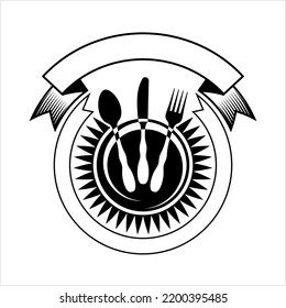 Cutlery Icon, Fork, Spoon And Knife Vector Art Illustration