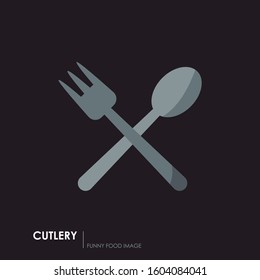 Cutlery Icon. Funny food image.
