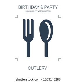 cutlery icon. high quality filled cutlery icon on white background. from birthday party collection flat trendy vector cutlery symbol. use for web and mobile