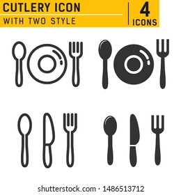 cutlery icon with line and solid style. Cutlery vector icon for web design, ux, mobile app on isolated on white background. Icon for business purposes and more. Flat design with modern style. EPS file