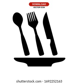 cutlery icon or logo isolated sign symbol vector illustration - high quality black style vector icons
