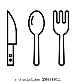 Cutlery icon Outline vector symbol sign