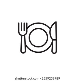 Cutlery icon Outline vector for web ui