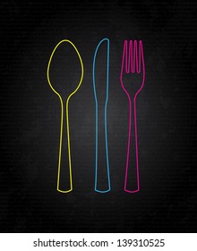 cutlery icon over black background vector illustration