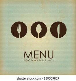 cutlery icon over vintage background vector illustration