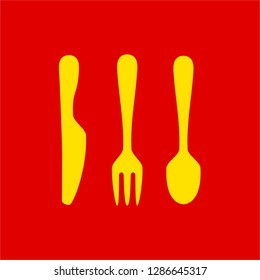 cutlery icon pack . knive fork spoon . logo template . cutlery logo design inspiration . yellow cutlery . logo template