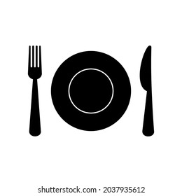 cutlery icon, plate fork and knife icon vector illustrations