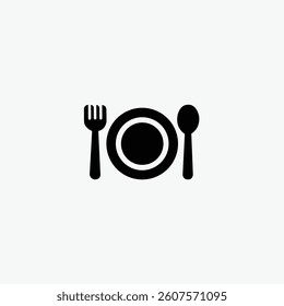 Cutlery icon. Plate, forks, knife. restaurant symbol fully editable vector template