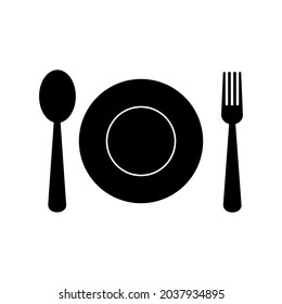 cutlery icon, plate, spoon and fork icon vector illustrations