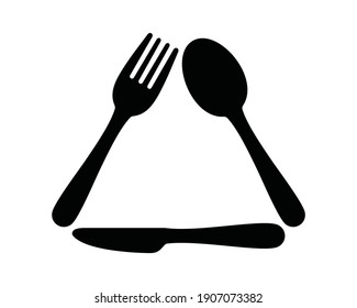 Cutlery icon. Recycle symbol with cutlery. Fork, knife, spoon icon. Simple icon vector design.