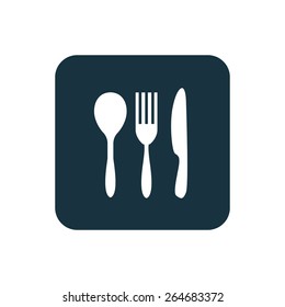 cutlery icon Rounded squares button, on white background 