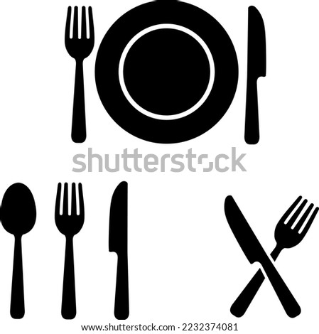 Cutlery icon set : black and white