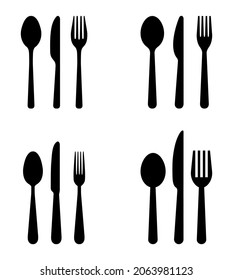 cutlery icon set isolated on white