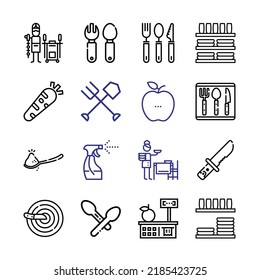 cutlery Icon Set with line icons. Modern Thin Line Style. Suitable for Web and Mobile Icon. Vector illustration EPS 10.