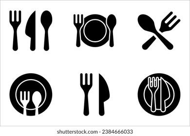 Cutlery icon set. Spoon, forks, knife. restaurant business concept on white background