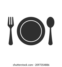 Cutlery icon. Spoon, forks, knife, plate. restaurant business concept, vector illustration