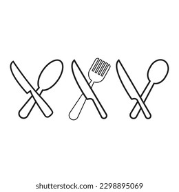 Cutlery icon. Spoon, forks, knife icon in trendy flat design