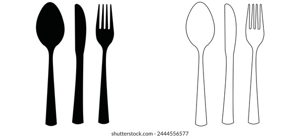 Cutlery icon. Spoon, forks, knife. restaurant business concept, vector illustration