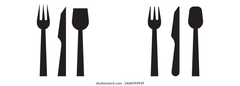 Icono de Cubertería. Cuchara, tenedores, cuchillo. concepto de negocio de restaurante, Ilustración vectorial