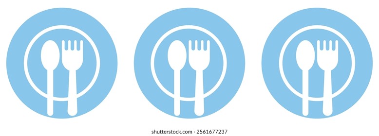 Cutlery icon. Spoon, forks, knife, plate. restaurant business concept, vector illustration