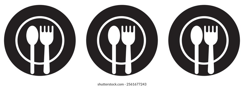 Cutlery icon. Spoon, forks, knife, plate. restaurant business concept, vector illustration