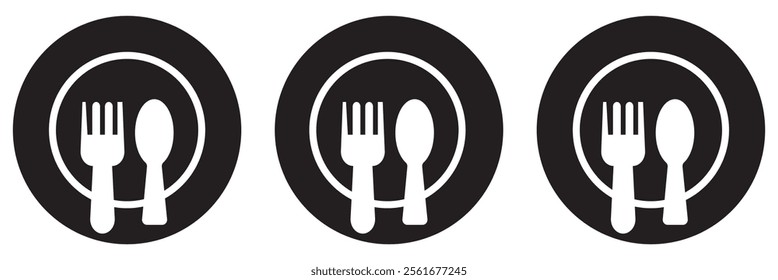 Cutlery icon. Spoon, forks, knife, plate. restaurant business concept, vector illustration